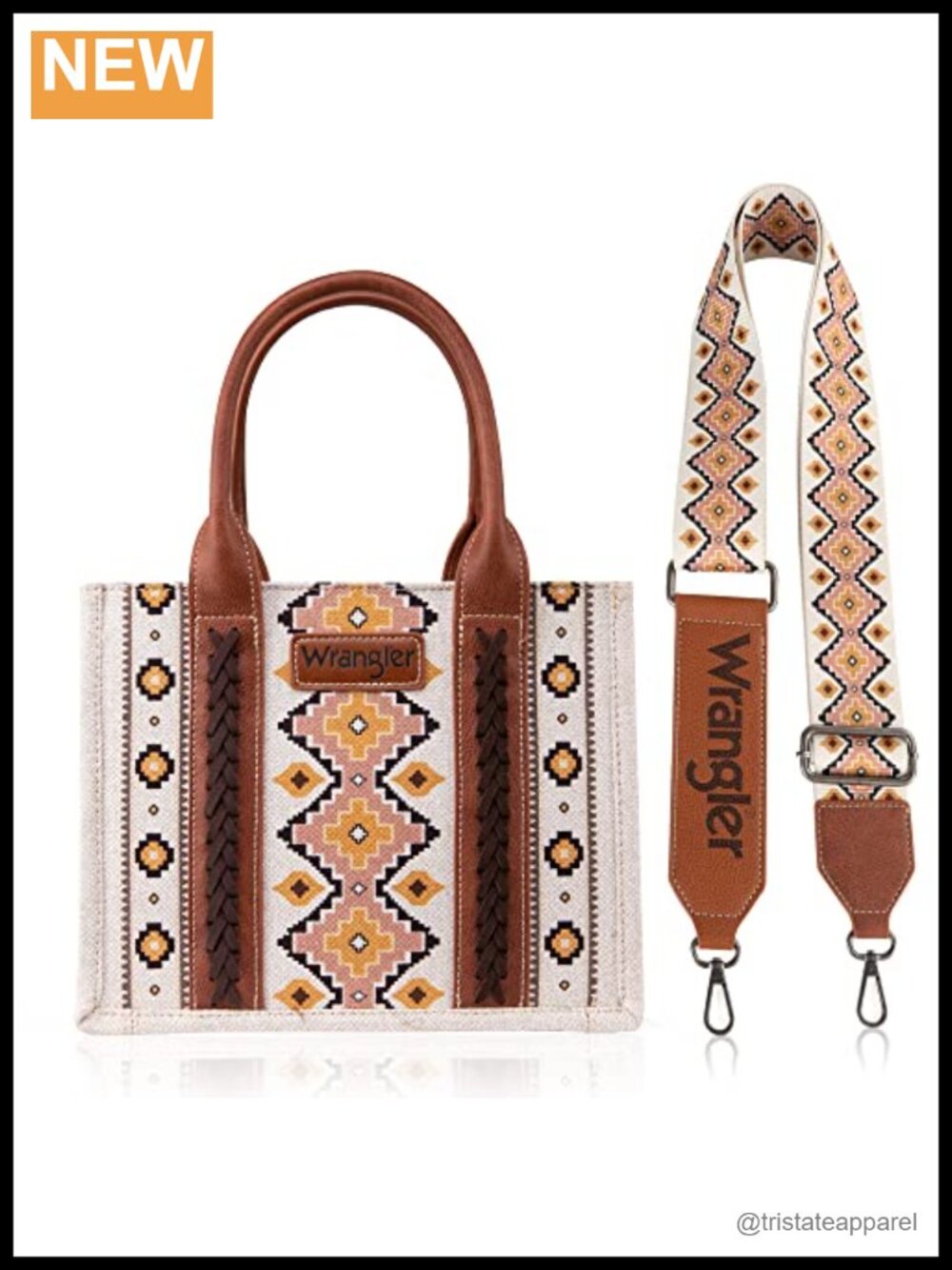 Western Aztec Tote Bag Cotton Canvas Satchel Detachable Strap